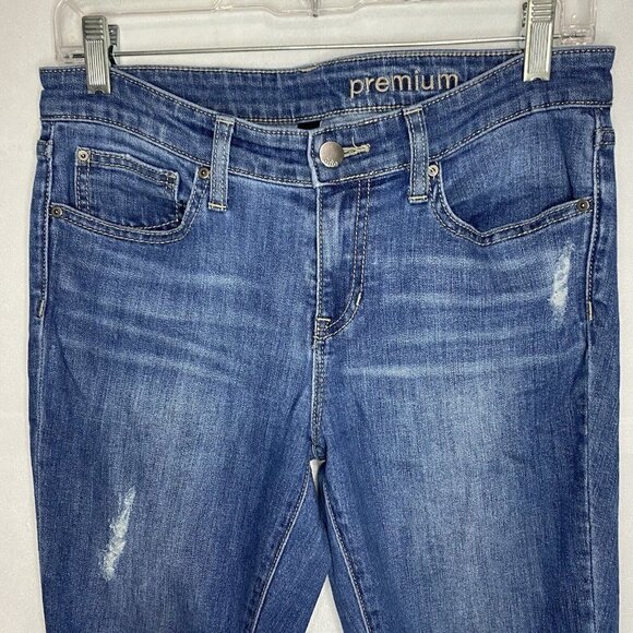 Gap Premium Super Skinny Low Rise Stretch Blue Jeans Size 6 30x28 Distressed - Picture 2 of 8